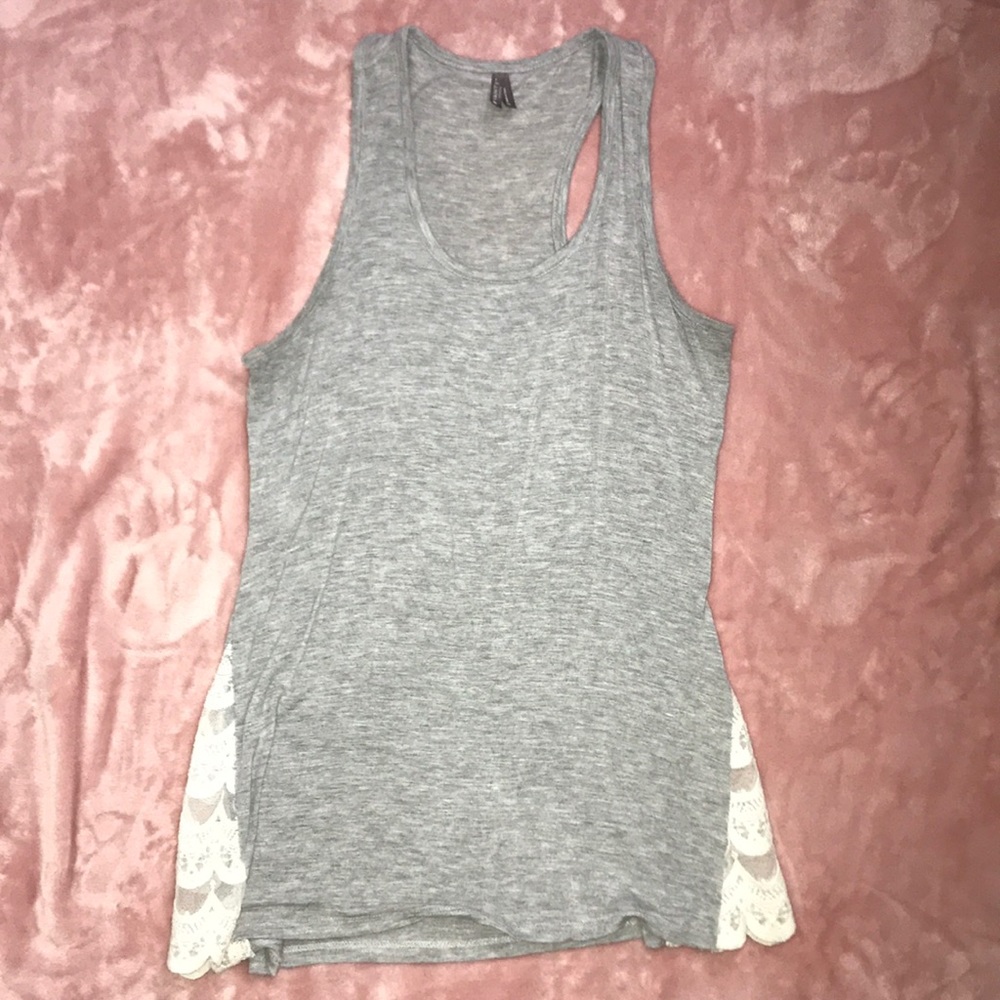 Grey Tank Top with Lace